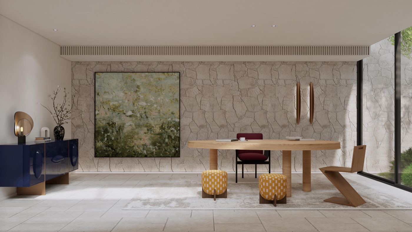 Study and feature stone wall